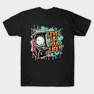 "Retro Game Boost: Level Up Your Life!" T-Shirt